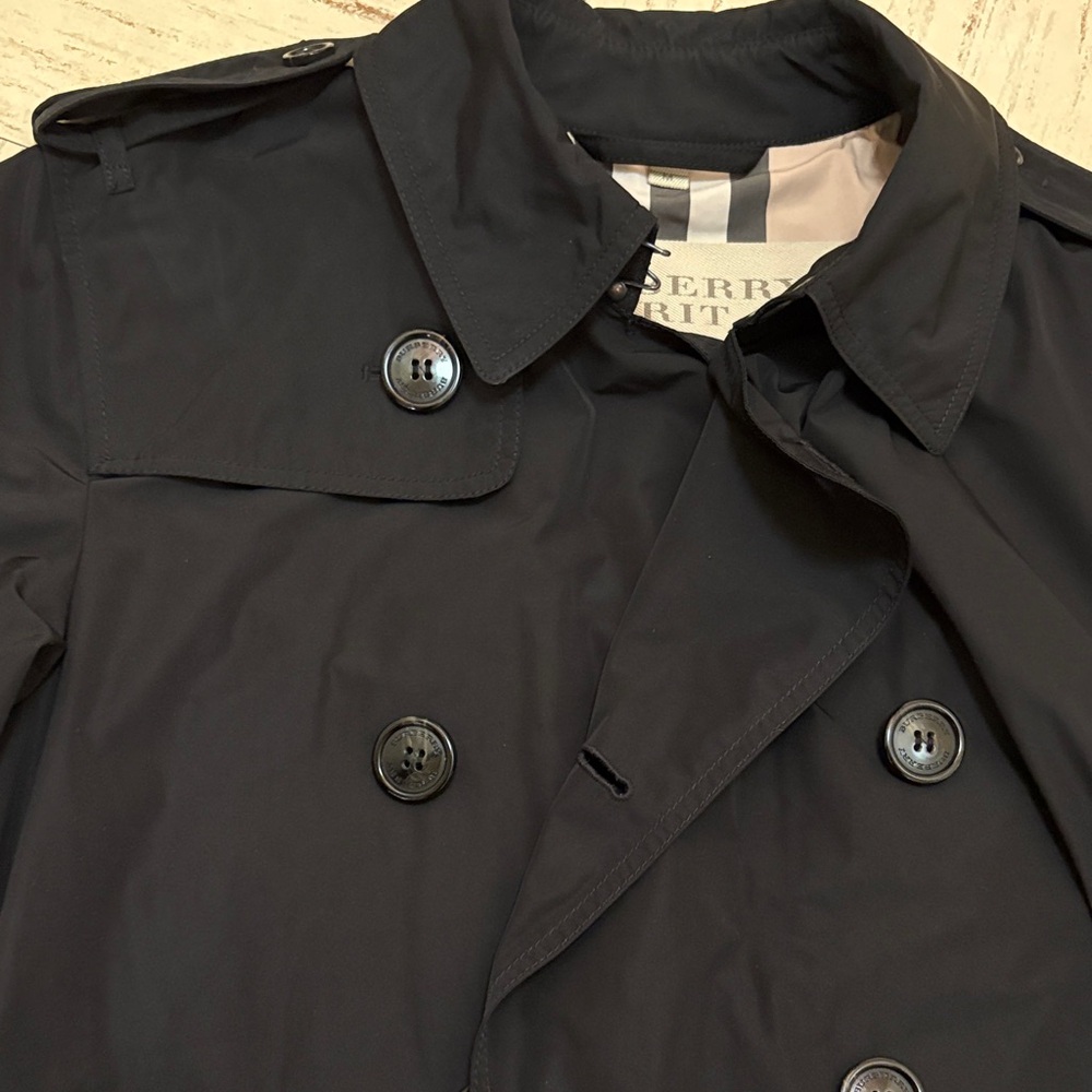 BURBERRY BRIT Men's Black Double-Breasted Trench Coat Size M - Picture 7 of 16